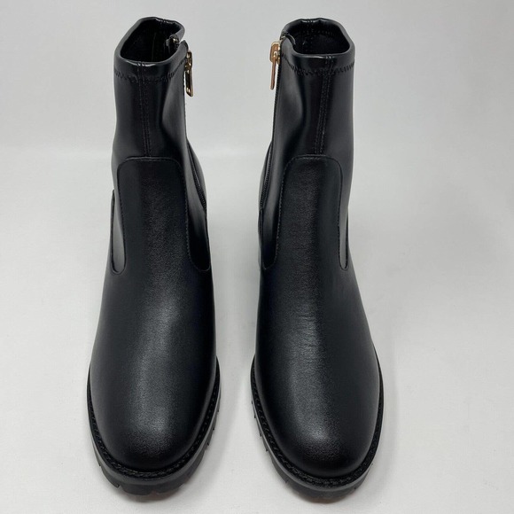 COACH Joy Lug Sole Booties Boots Womens 10 Black Leather Chunky New - Picture 7 of 10